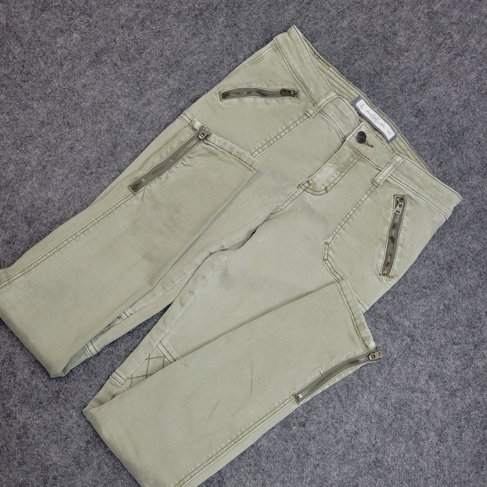 Abercrombie‎ & Fitch Jeans Womens 0/25 Green Stretch Moto Skinny Ankle Zip Y2K
